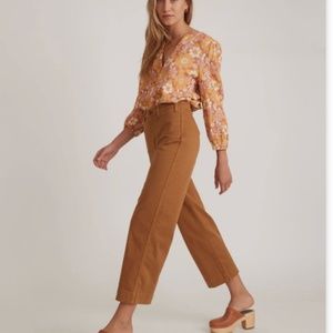 Marine Layer Bridget Slim Wide Leg Crop |Amber Brown | Size 6